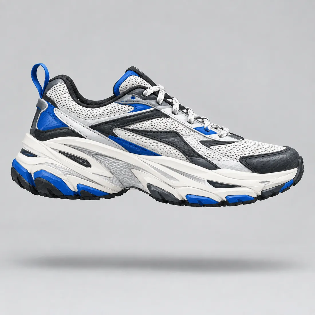 Studio product photo of the same sneaker generated from the sketch