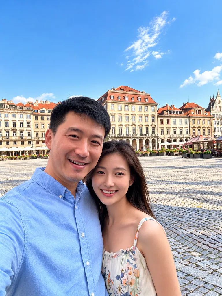 Travel photo after the AI removed the crowd behind the couple